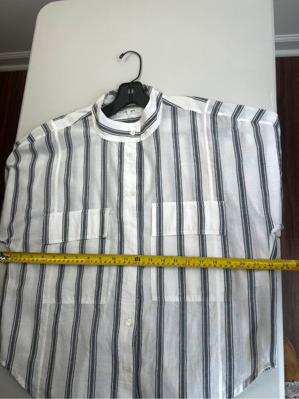FRAME Women’s White Black Striped Cotton Button Down Shirt Blouse LWSH1785 - Picture 4 of 9